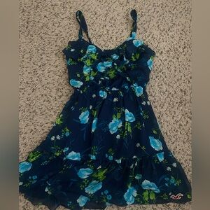 Hollister Y2k Navy Blue Floral Dress